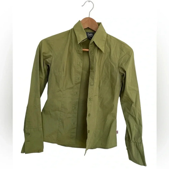 Twik green button down shirt  size XS - Picture 1 of 6
